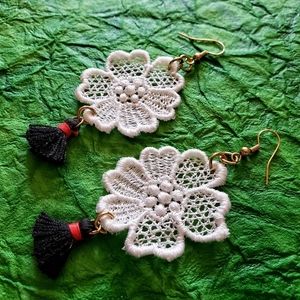 handmade floral applique earrings